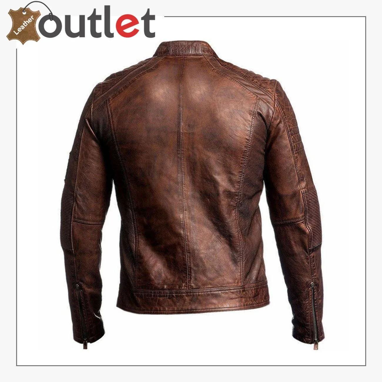 Mens Brown Cafe Racer Vintage Distressed Motorbike Leather Jacket