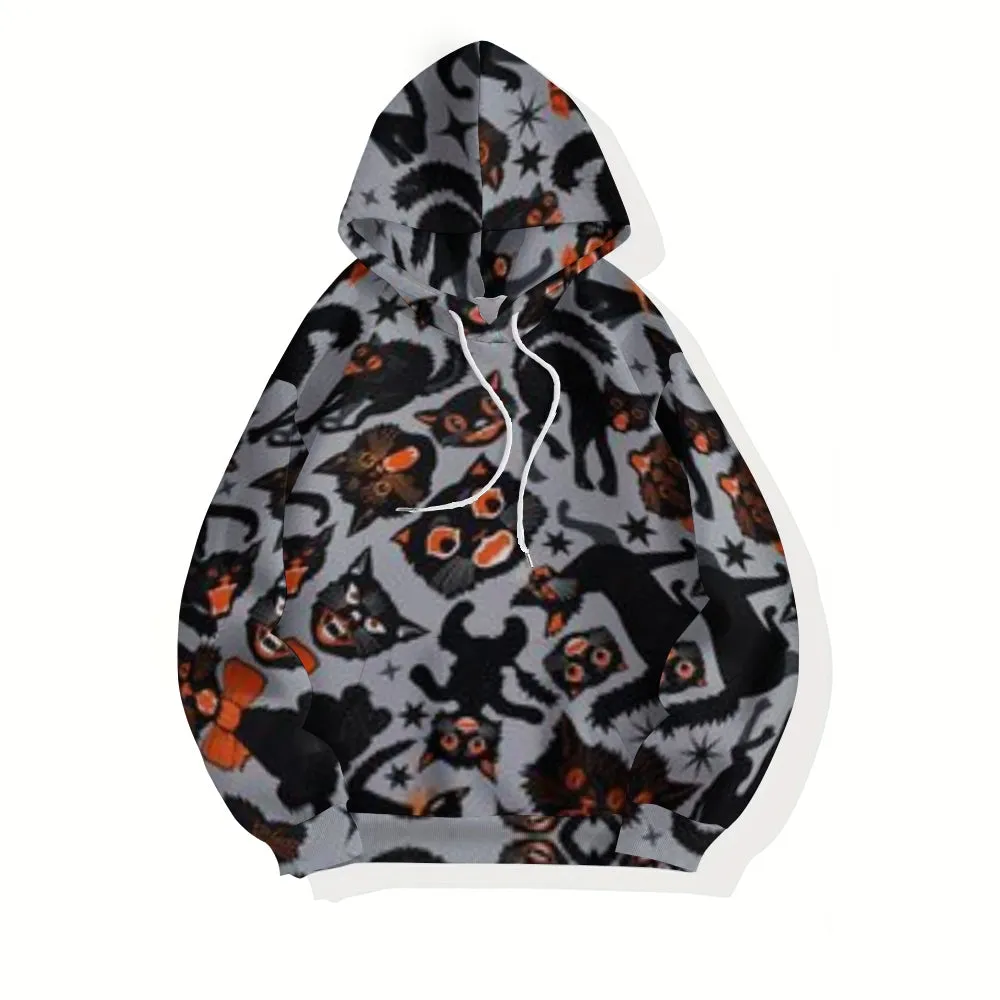 Mens Halloween Black Cat 3D Print Hoodies