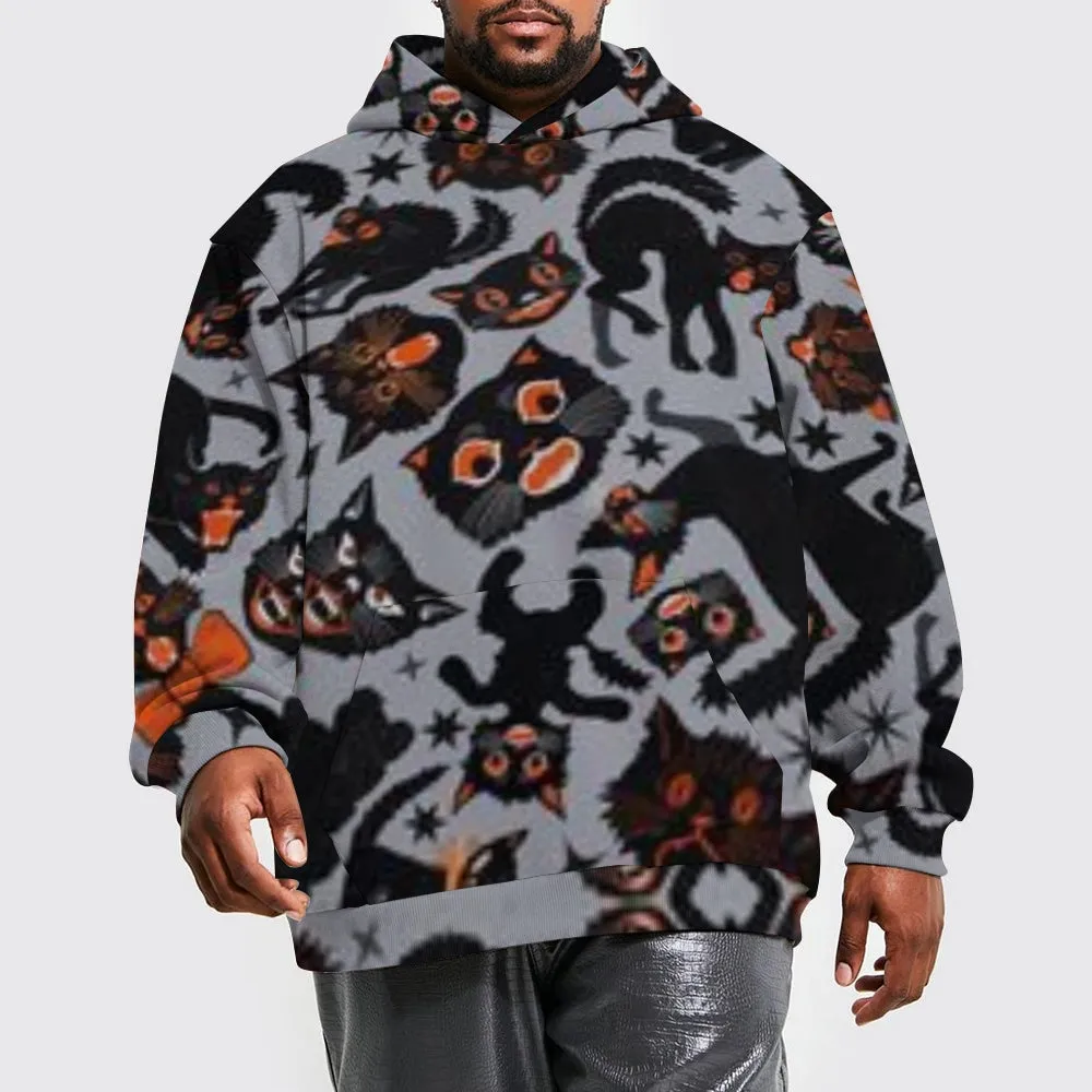 Mens Halloween Black Cat 3D Print Hoodies