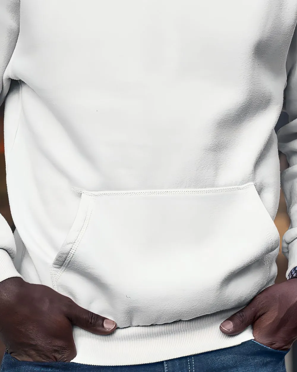 Mens Popular Hoodies chest logo 'Think Positive' [white]