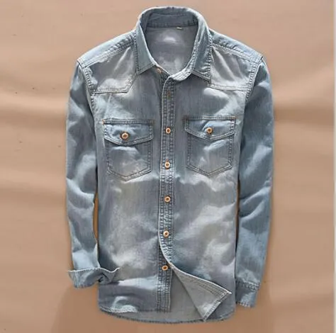 Men's Vintage long sleeve denim shirt