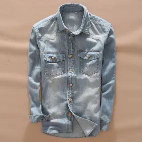 Men's Vintage long sleeve denim shirt