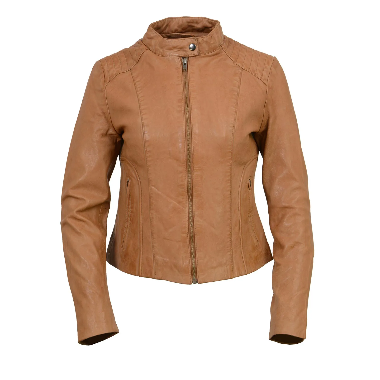 Milwaukee Leather Vintage SFL2814 Women's Cognac Leather Moto Style Fashion Jacket