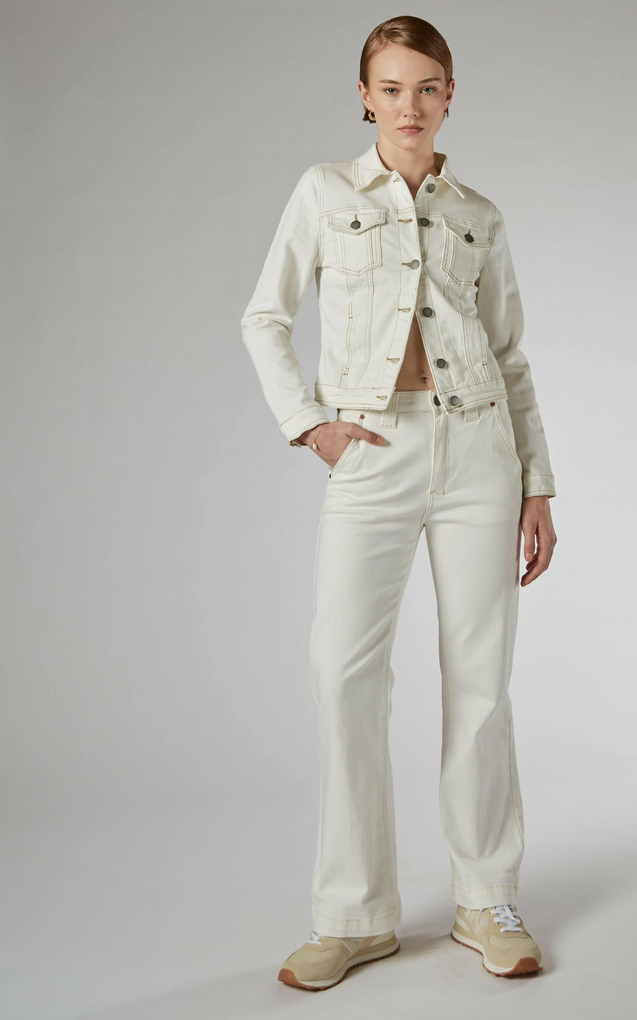 Misika Ivory Flare Leg Trousers