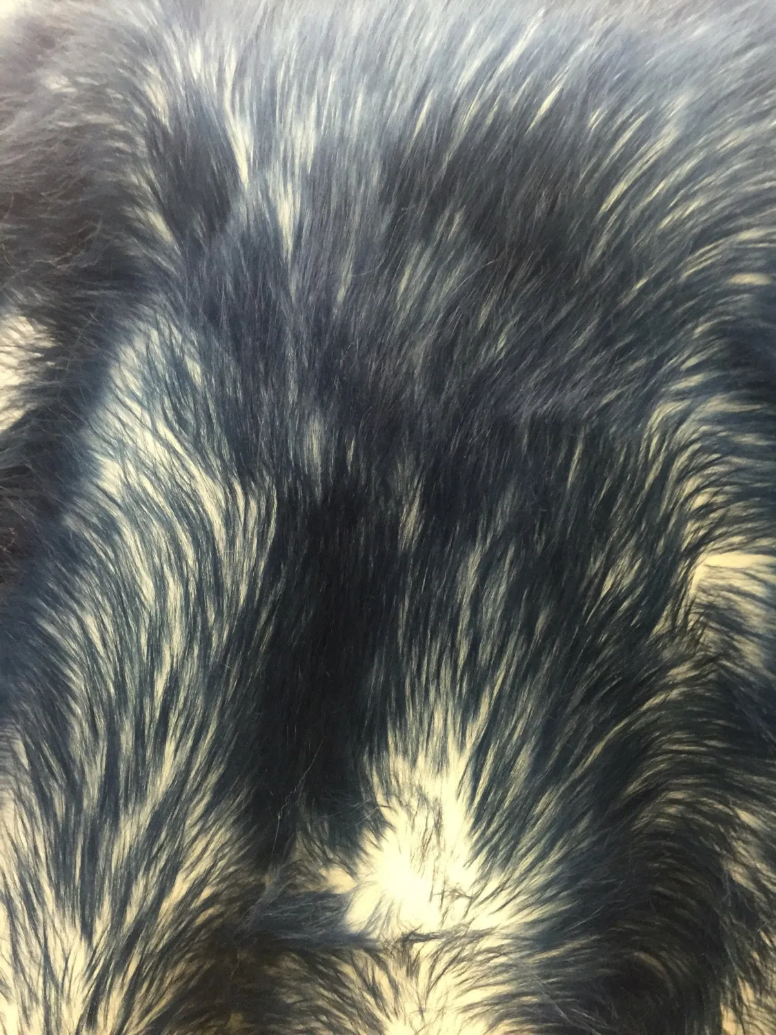 Navy blue/ivory cotton candy design-shaggy faux fun fur-2 tone super soft faux fur-sold by the yard-