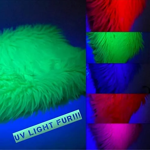 Neon Green UV Reactive Solid Shaggy Faux Fur Fabric / Sold By The Yard