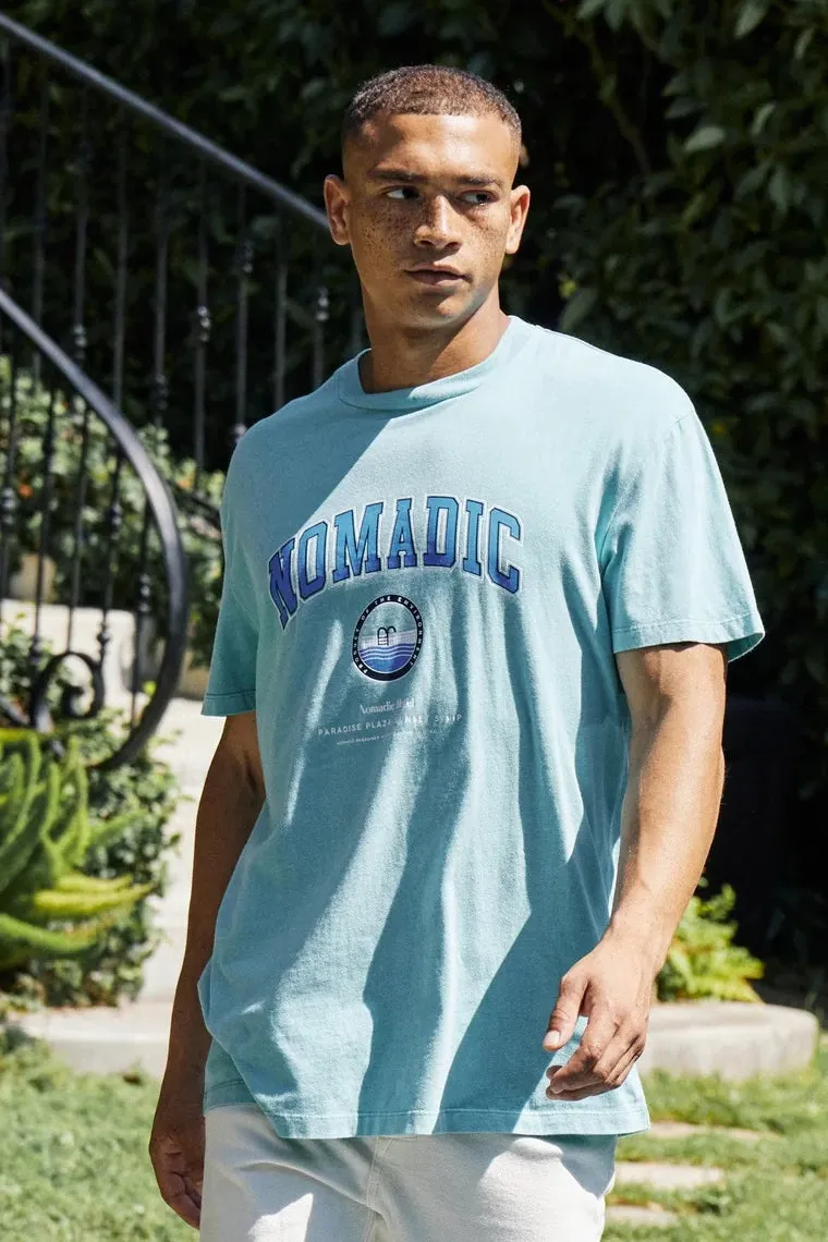 NOMADIC PARADISE Mens Always Relaxed Tee Shirt Pigment Aqua