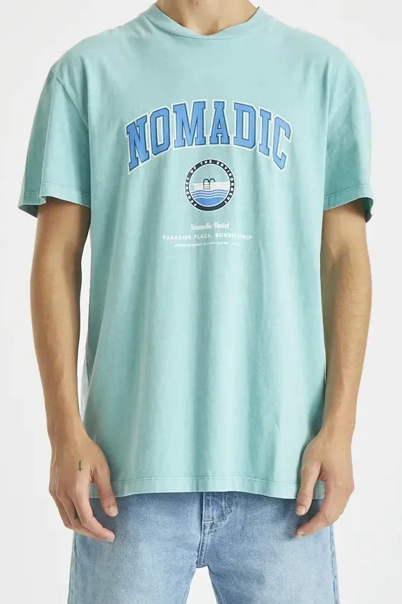 NOMADIC PARADISE Mens Always Relaxed Tee Shirt Pigment Aqua