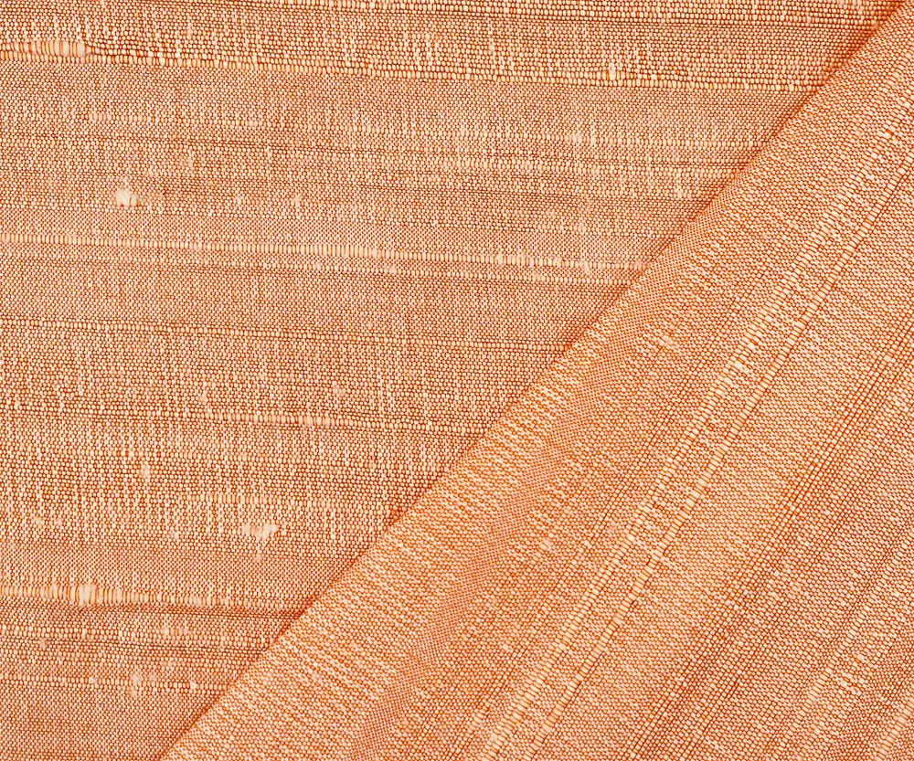 Orange-White Silk Iridescent Dupioni Woven Fabric