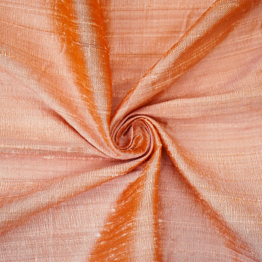 Orange-White Silk Iridescent Dupioni Woven Fabric