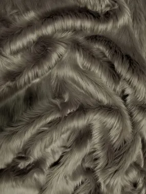 Pewter Solid Shaggy Long Pile Faux Fur Fabric / Sold By The Yard