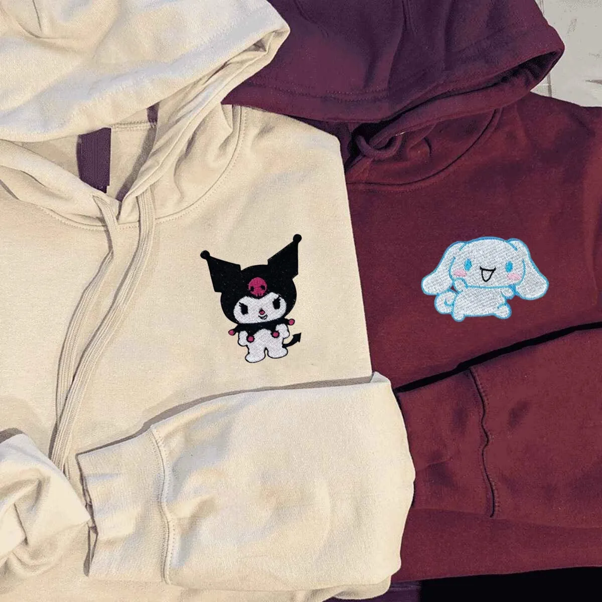 "Cartoon Cat & Bunny" Matching Couple Hoodies - Personalized Matching Sweatshirts For Couples