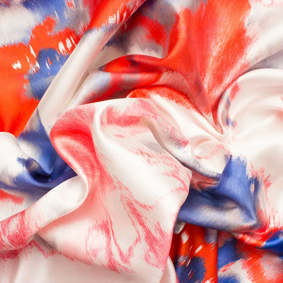 Red/Blue/Ivory Silk Zibeline