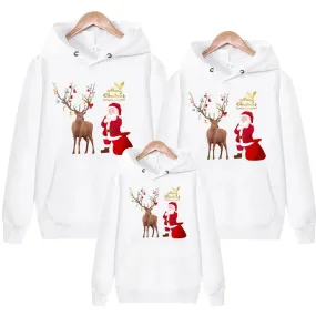 Santa Printed Casual Matching Hoodies