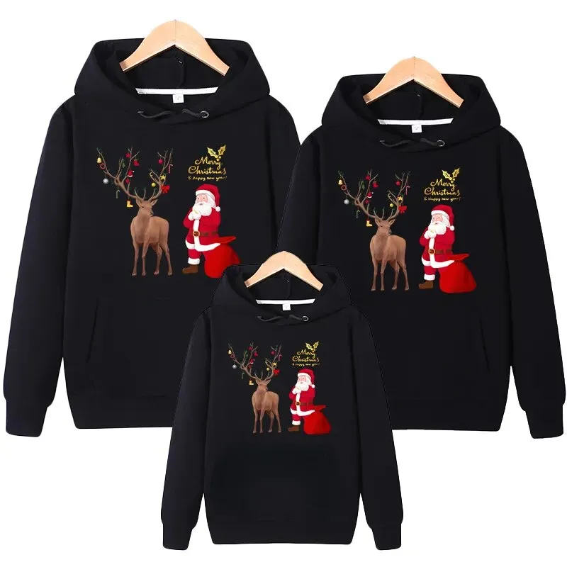 Santa Printed Casual Matching Hoodies