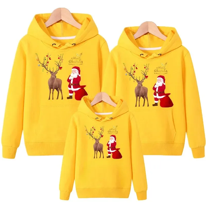 Santa Printed Casual Matching Hoodies