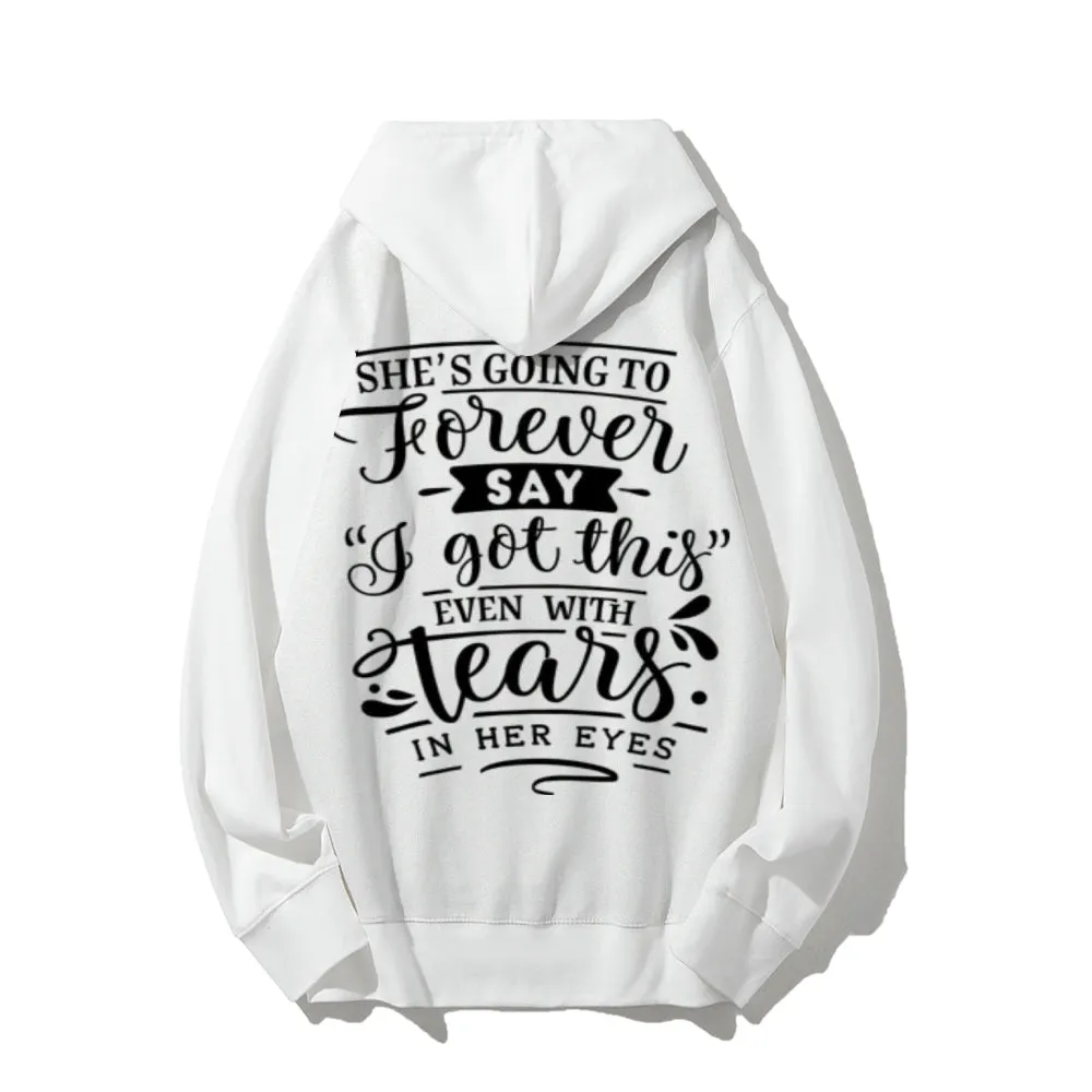 She's Going To Forever Funny Letter Graphic Pullover With Kangaroo Pocket Hoodies