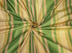 Silk Taffeta Fabric green x peach stripes TAFS156[2] 54&quot; wide