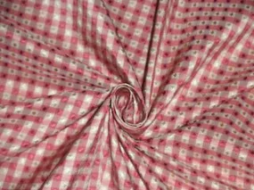 SILK TAFFETA FABRIC Pink &amp; Cream color plaids with jacquard TAF CJ5-54&quot; wide