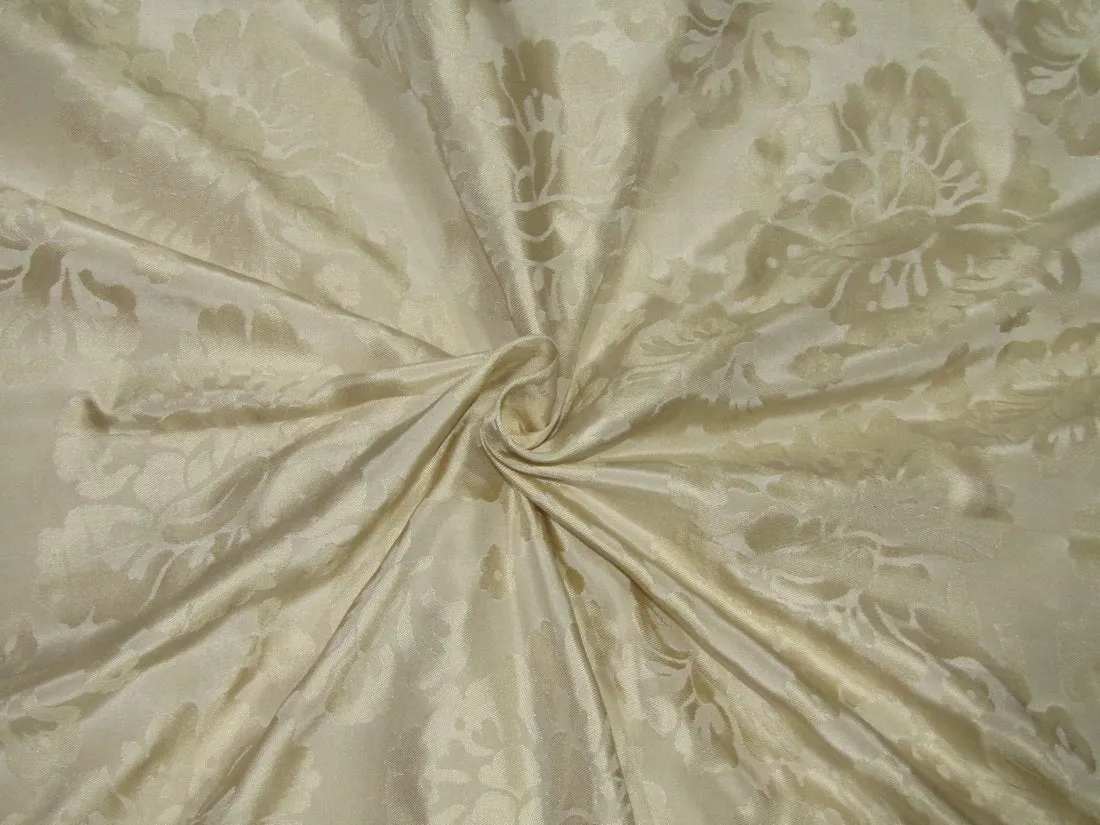 Silk taffeta jacquard fabric cream DAMASK TAFJ28c single length