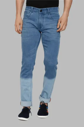 Slim Fit Blue Ombre Design Premium Denim Jeans For Men