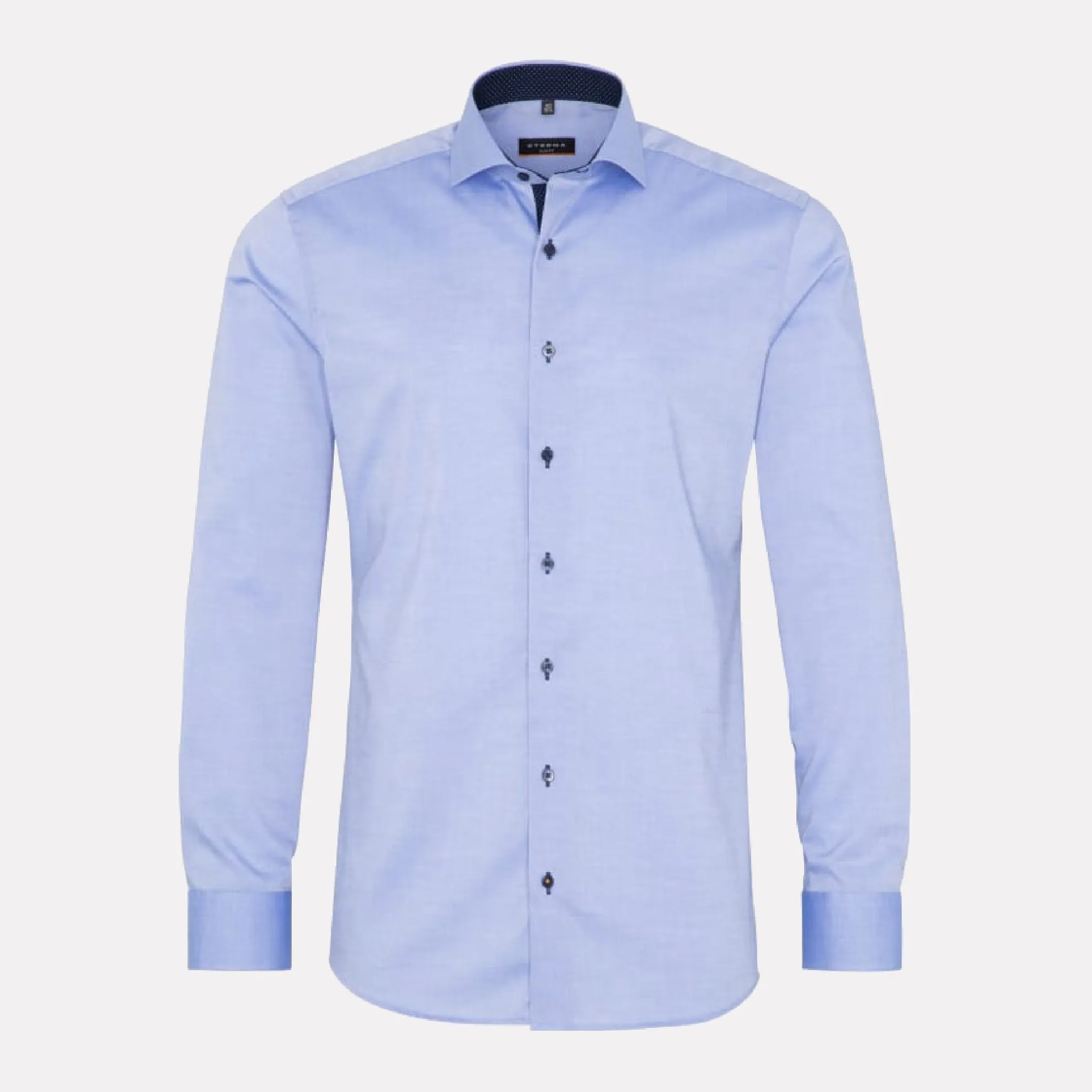 Slim Fit Cutaway Collar Shirt with Contrast Details / Light Blue