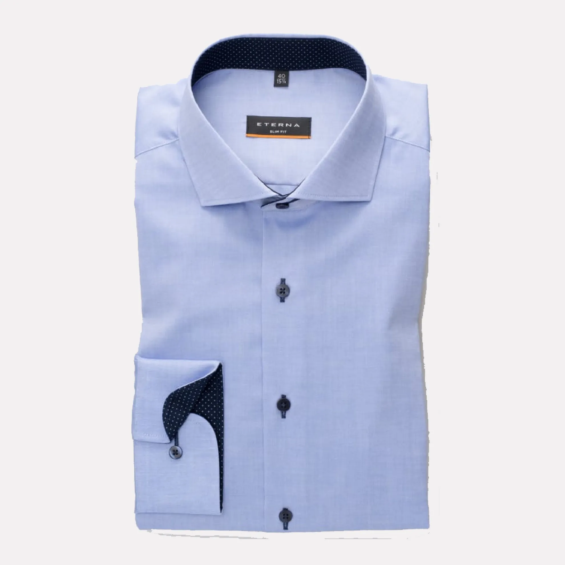 Slim Fit Cutaway Collar Shirt with Contrast Details / Light Blue