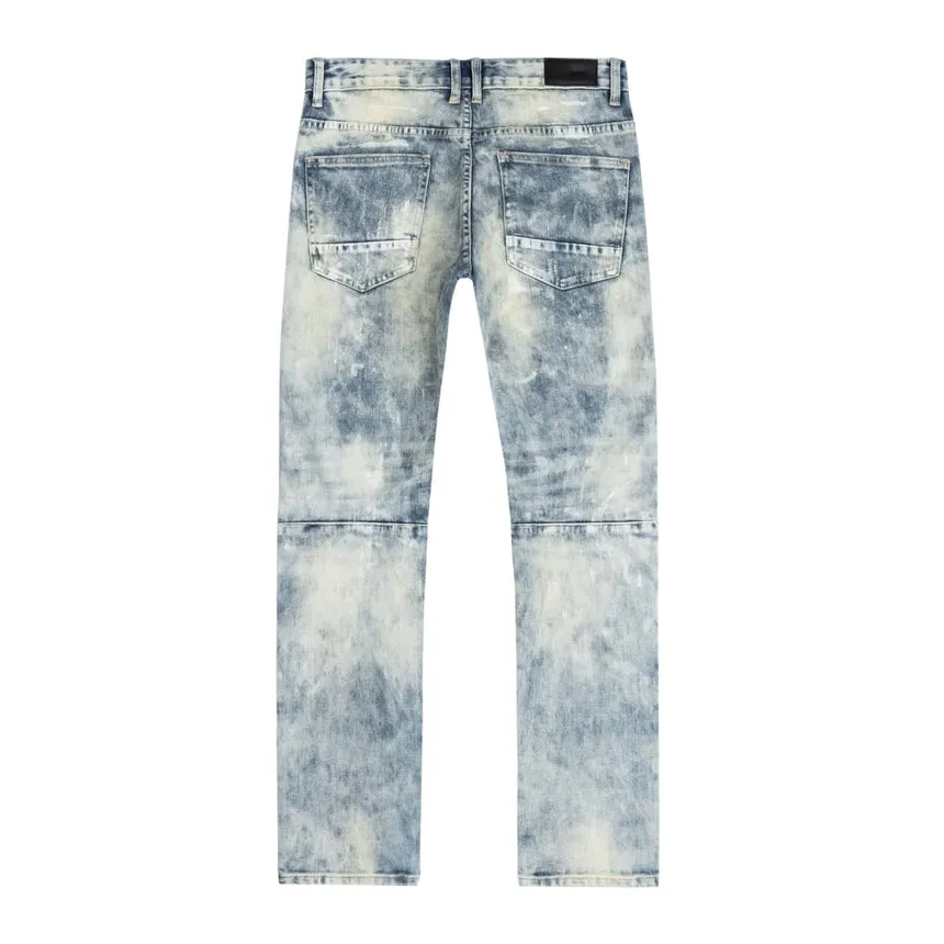 Slim Patched Washed Jeans - Mojave Blue