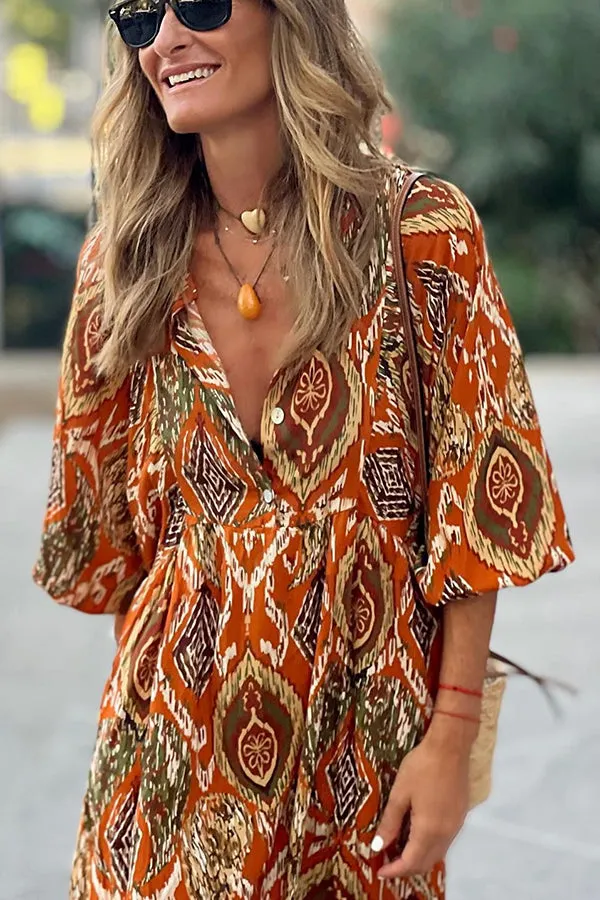 So 70's Multi Print Drape Maxi Dress