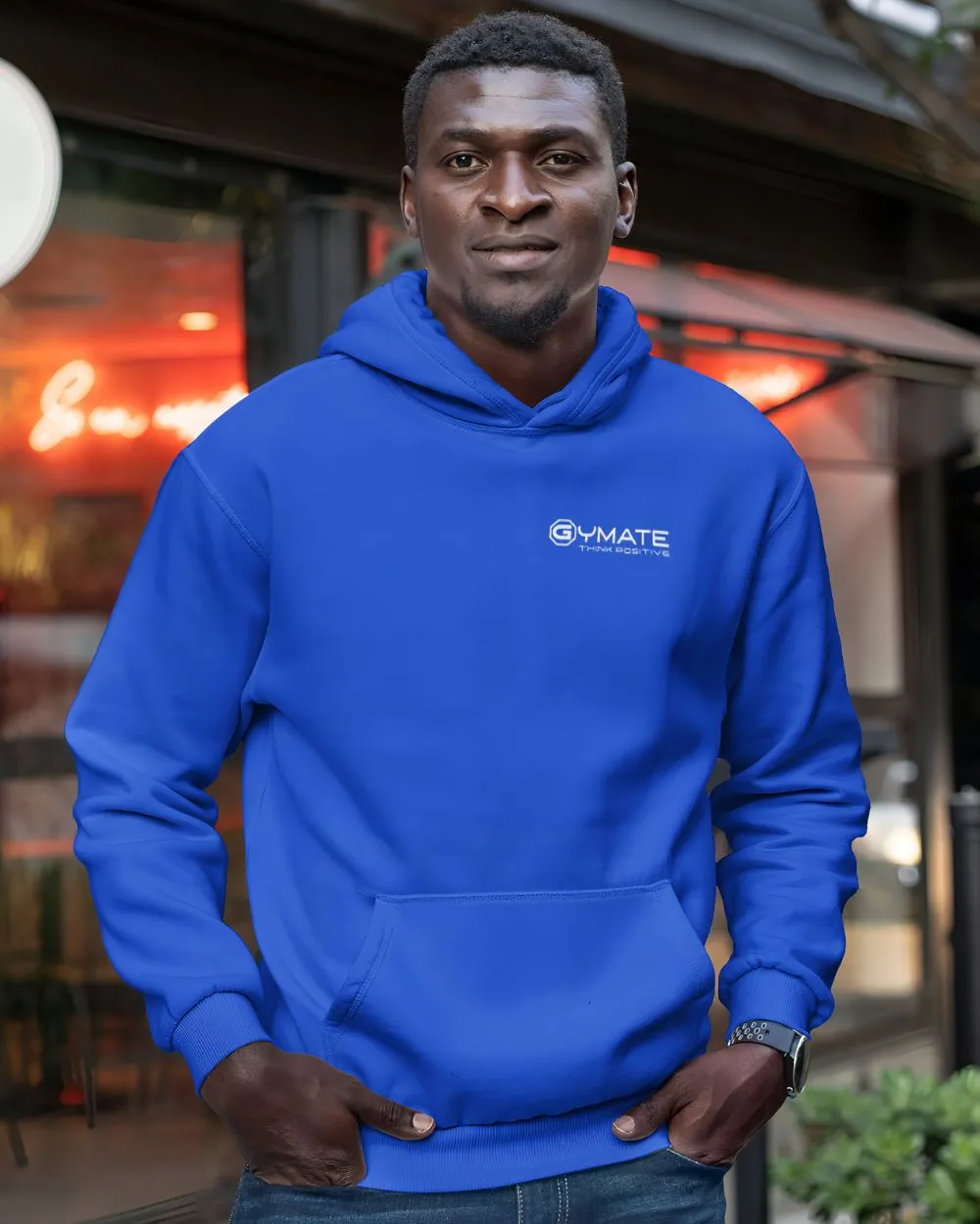 Stylish Mens Hoodies chest 'Think Positive' [colours]