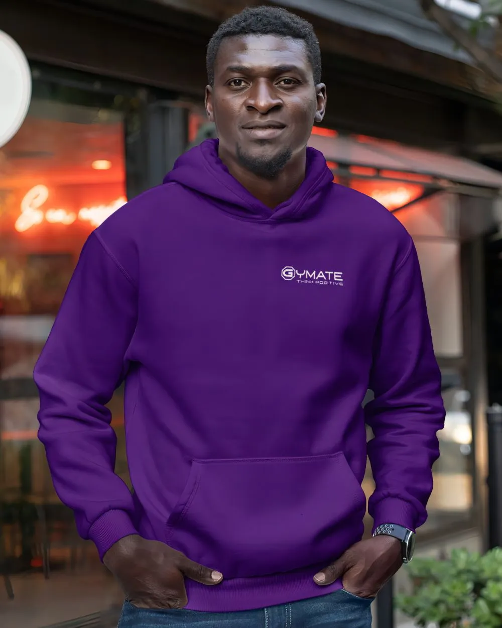 Stylish Mens Hoodies chest 'Think Positive' [colours]