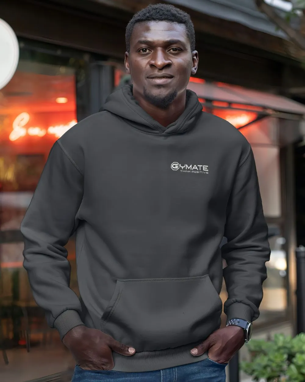 Stylish Mens Hoodies chest 'Think Positive' [colours]