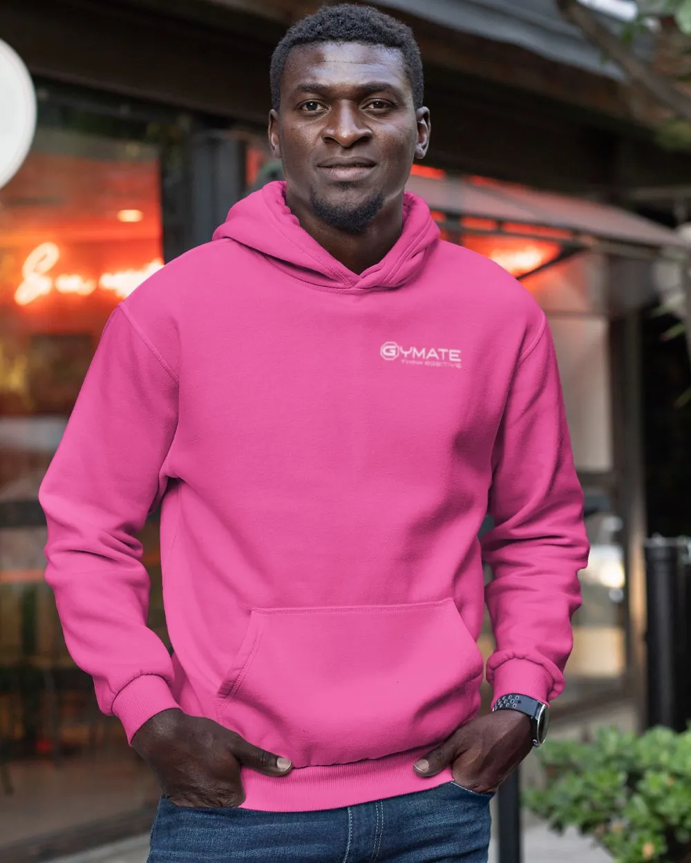 Stylish Mens Hoodies chest 'Think Positive' [colours]