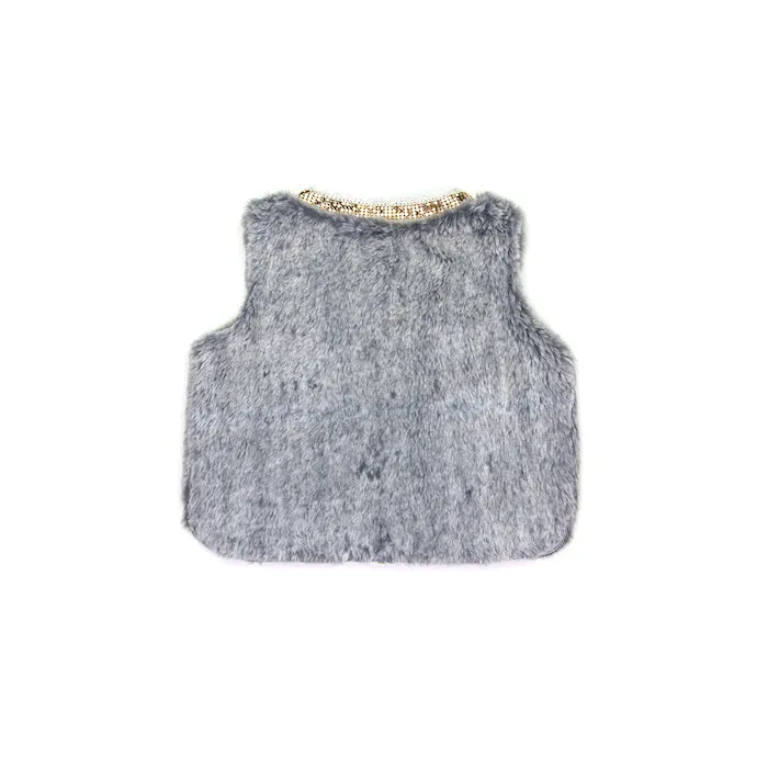 Sudo Mini Miss Molly Faux Fur Vest-Silver Haze