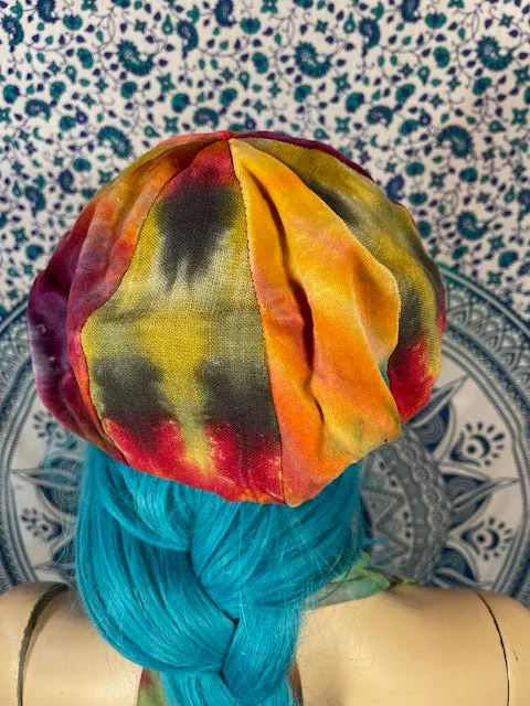 Tiedye Velvet Hat #6 (Extra Size)