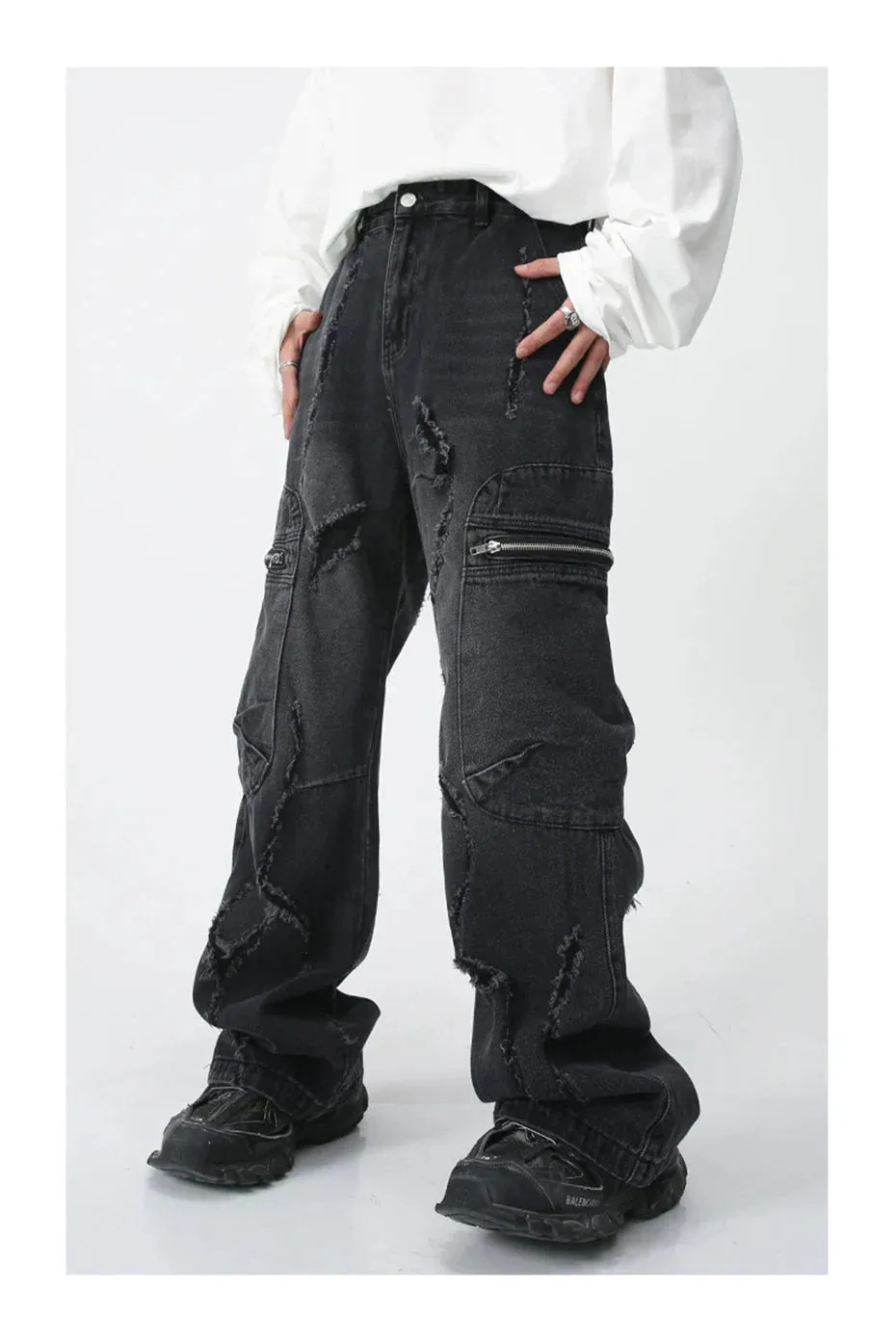 Torn Loose Fit Cargo Jeans