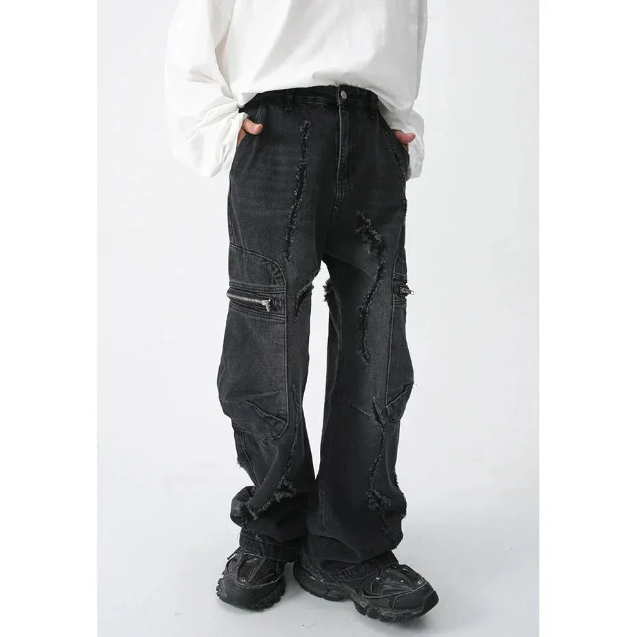 Torn Loose Fit Cargo Jeans