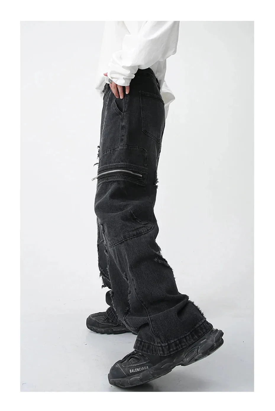 Torn Loose Fit Cargo Jeans