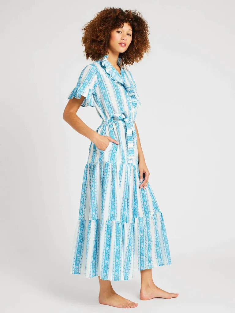 Victoria Maxi Dress - Aqua Jaipur Stripe (Final Sale)