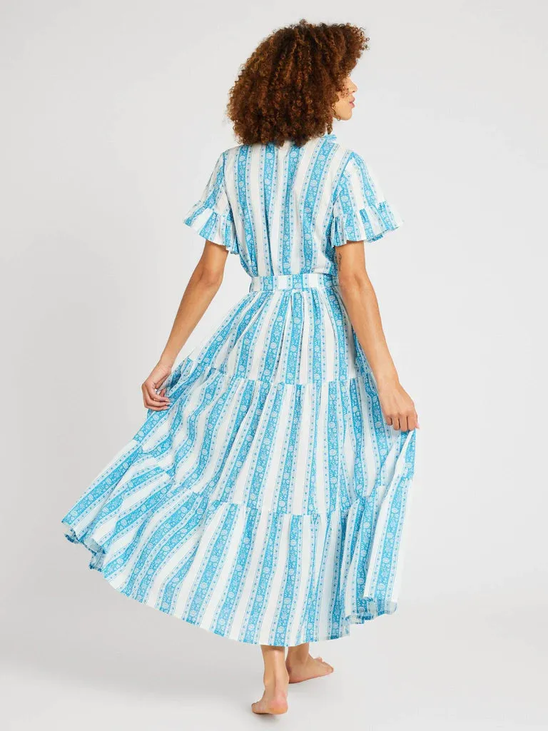 Victoria Maxi Dress - Aqua Jaipur Stripe (Final Sale)