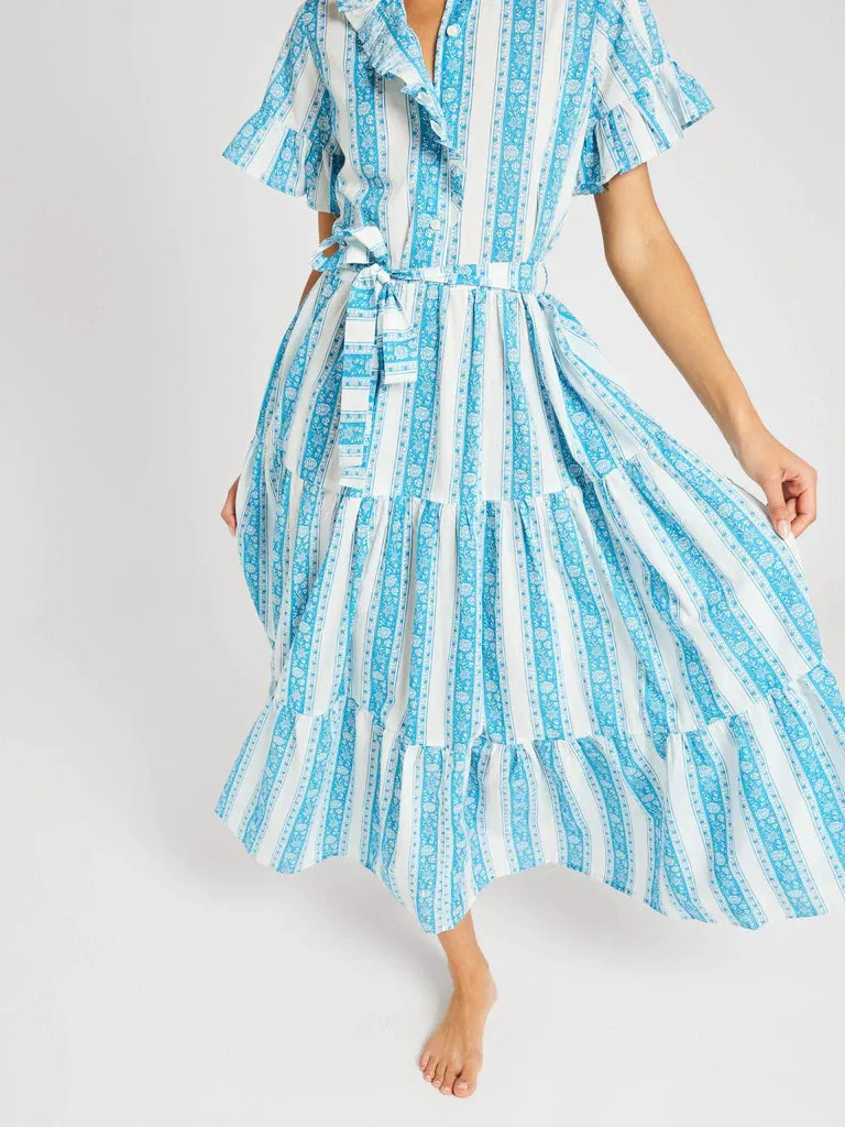 Victoria Maxi Dress - Aqua Jaipur Stripe (Final Sale)