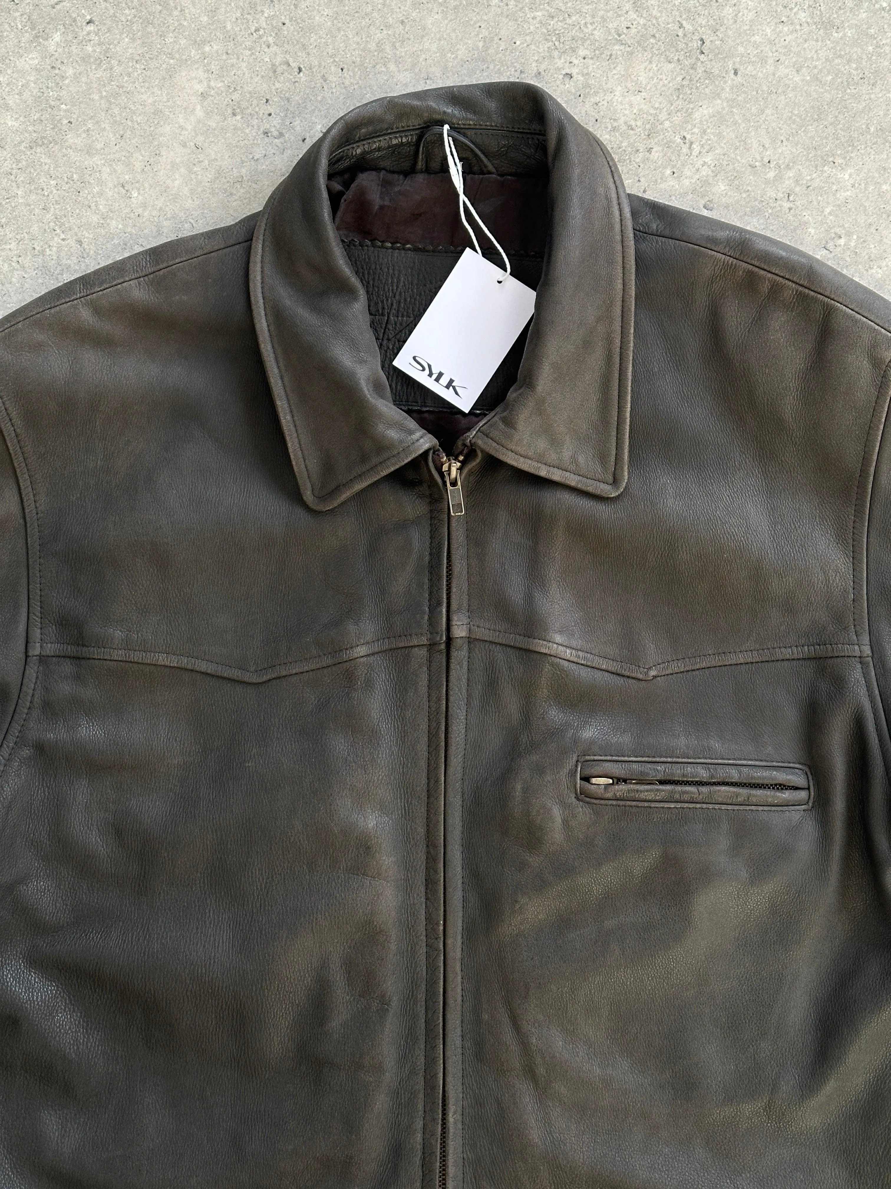 Vintage Mid Length Leather Jacket - L/XL