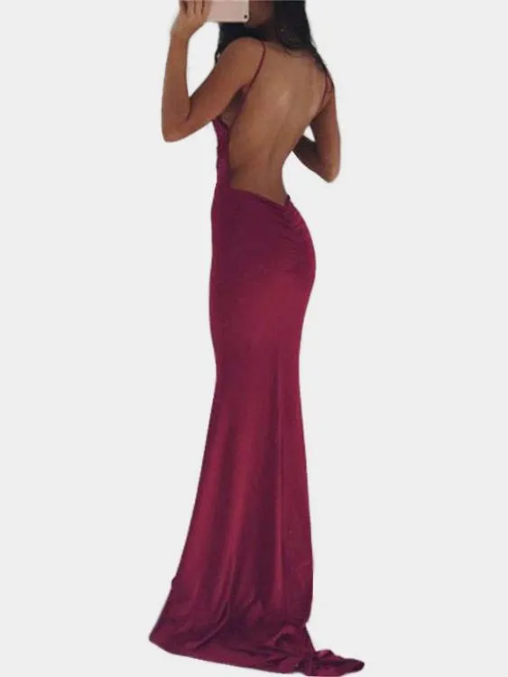 Wholesale Deep V Neck Sleeveless Backless Maxi Dresses