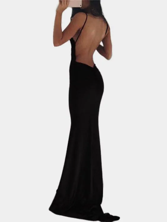 Wholesale Deep V Neck Sleeveless Backless Maxi Dresses