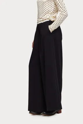 Wide-Leg Black Trousers With Contrasting Waistband White