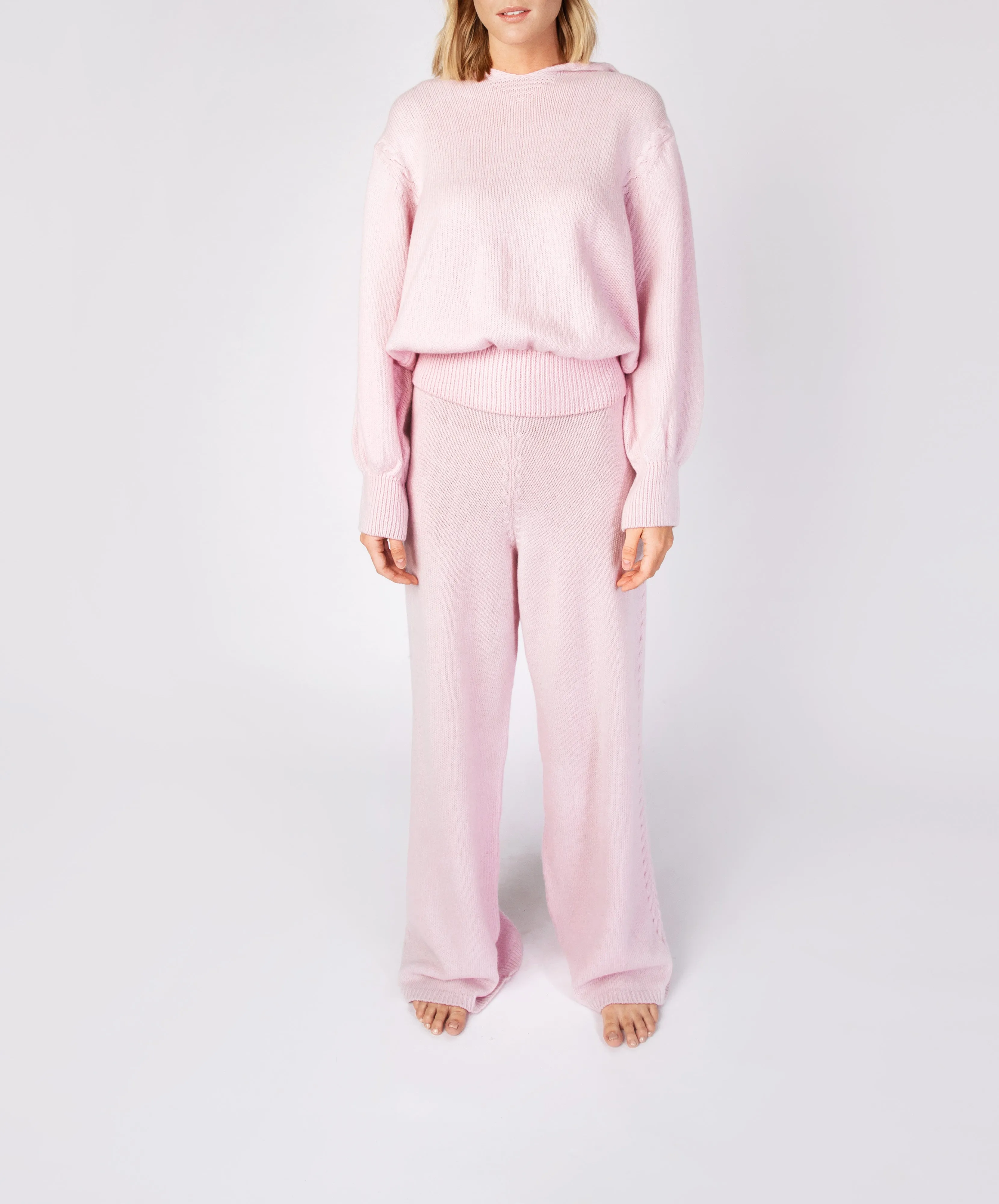 Wide Leg Jersey Trousers Blush