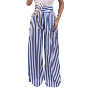 WIDE LEG STRIPED TROUSERS