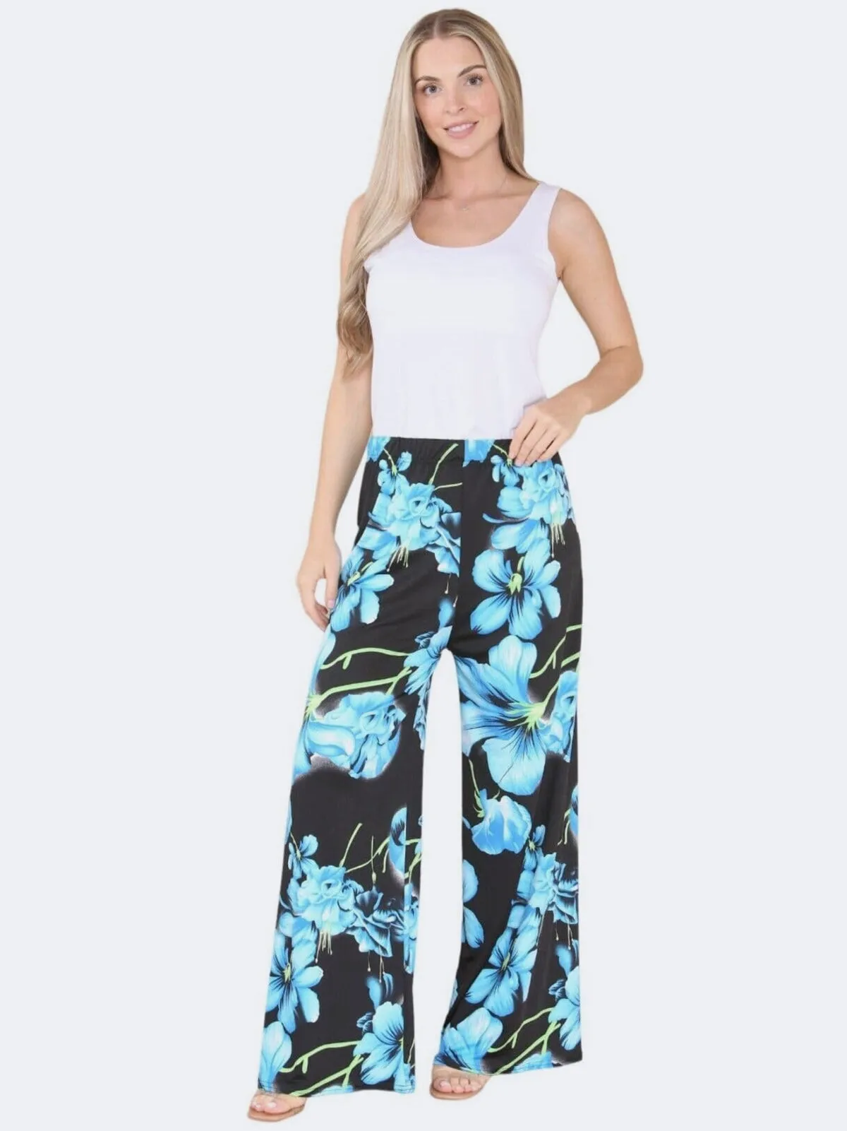 Women's Floral Paisley Print Wide Leg Palazzo Trousers